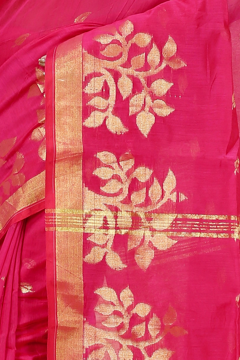 Pink Blended Cotton Tina Hand Loom Saree (1384)