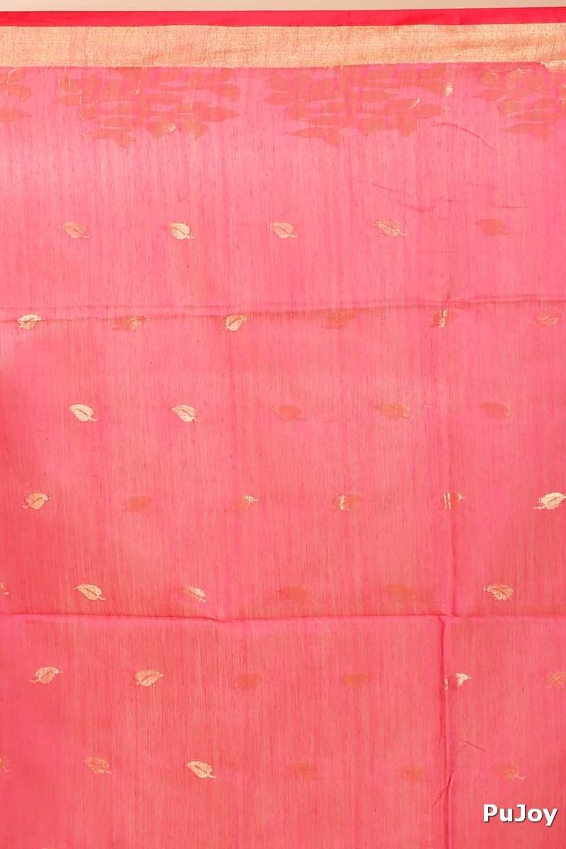 Pink Blended Cotton Tina Hand Loom Saree (1384)