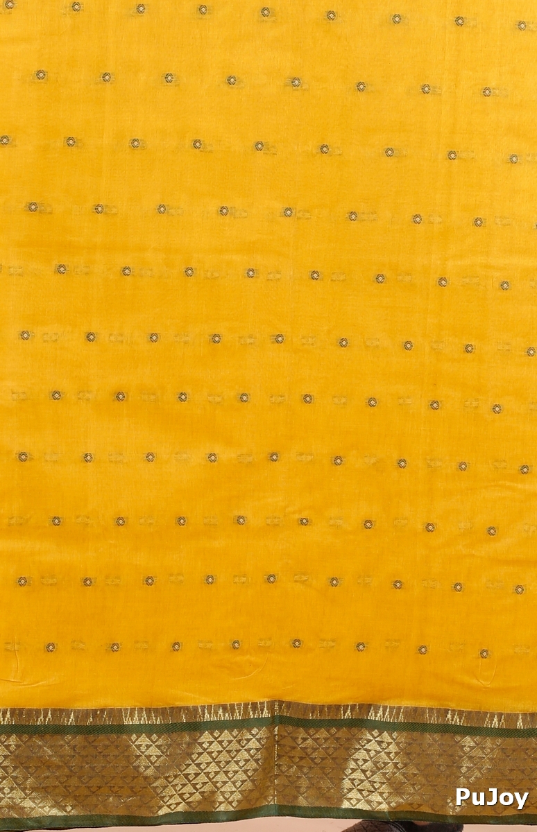 Yellow Pure Cotton Peral Tant Saree (1388)