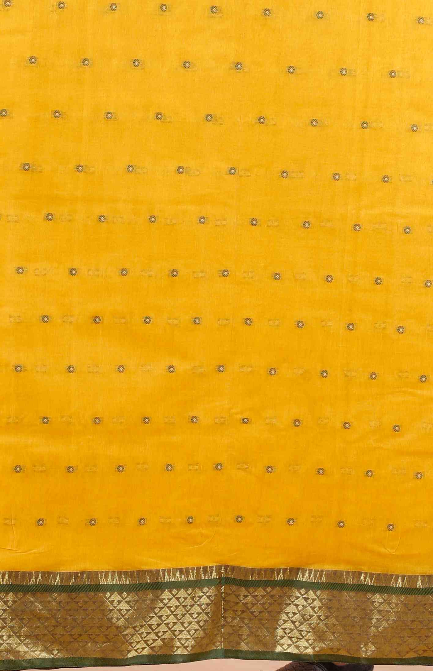 Yellow Pure Cotton Peral Tant Saree (1388)