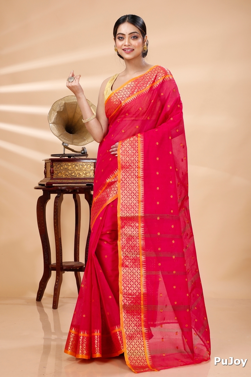 Pink Pure Cotton Peral Tant Saree (1389)