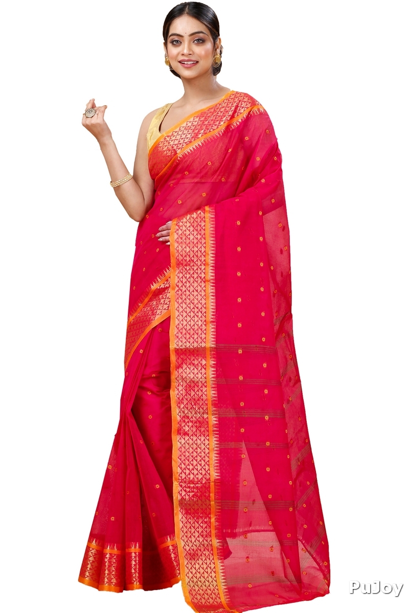 Pink Pure Cotton Peral Tant Saree (1389)