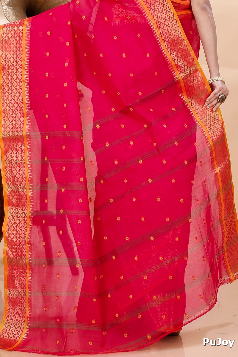 Pink Pure Cotton Peral Tant Saree (1389)