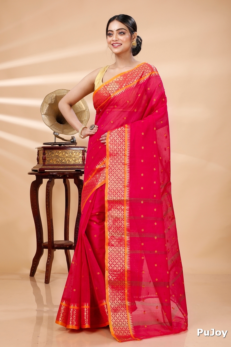 Pink Pure Cotton Peral Tant Saree (1389)