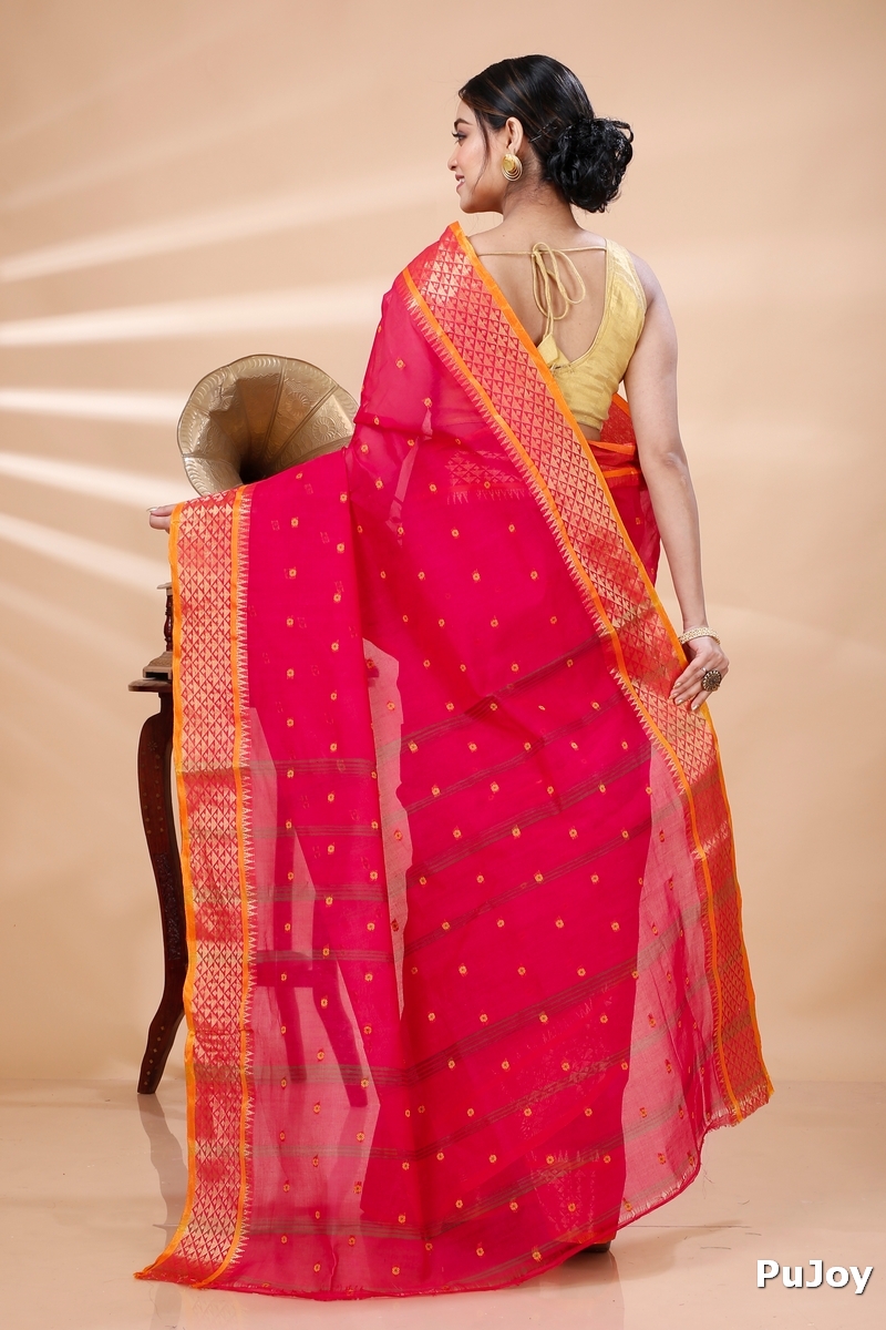 Pink Pure Cotton Peral Tant Saree (1389)