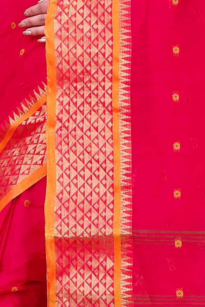 Pink Pure Cotton Peral Tant Saree (1389)