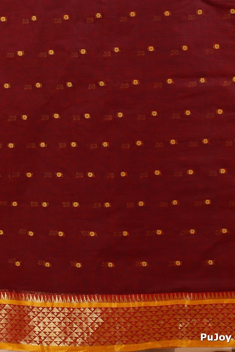 Brown Pure Cotton Peral Tant Saree (1390)
