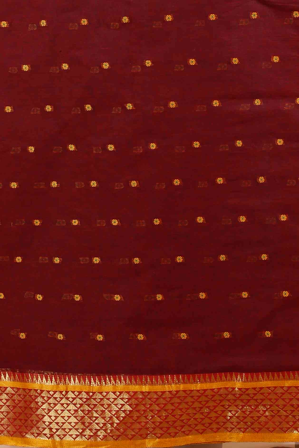 Brown Pure Cotton Peral Tant Saree (1390)