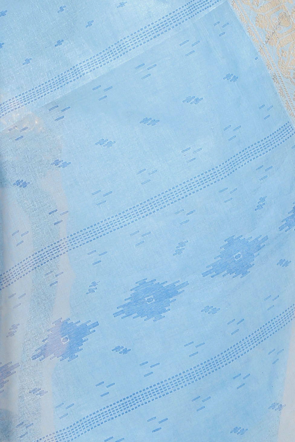 Sky Blue Pure Cotton Purvi Tant Saree Print (1391)