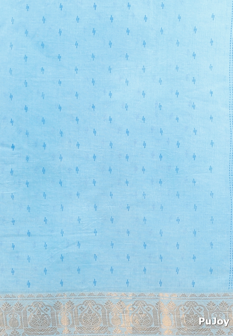 Sky Blue Pure Cotton Purvi Tant Saree Print (1391)