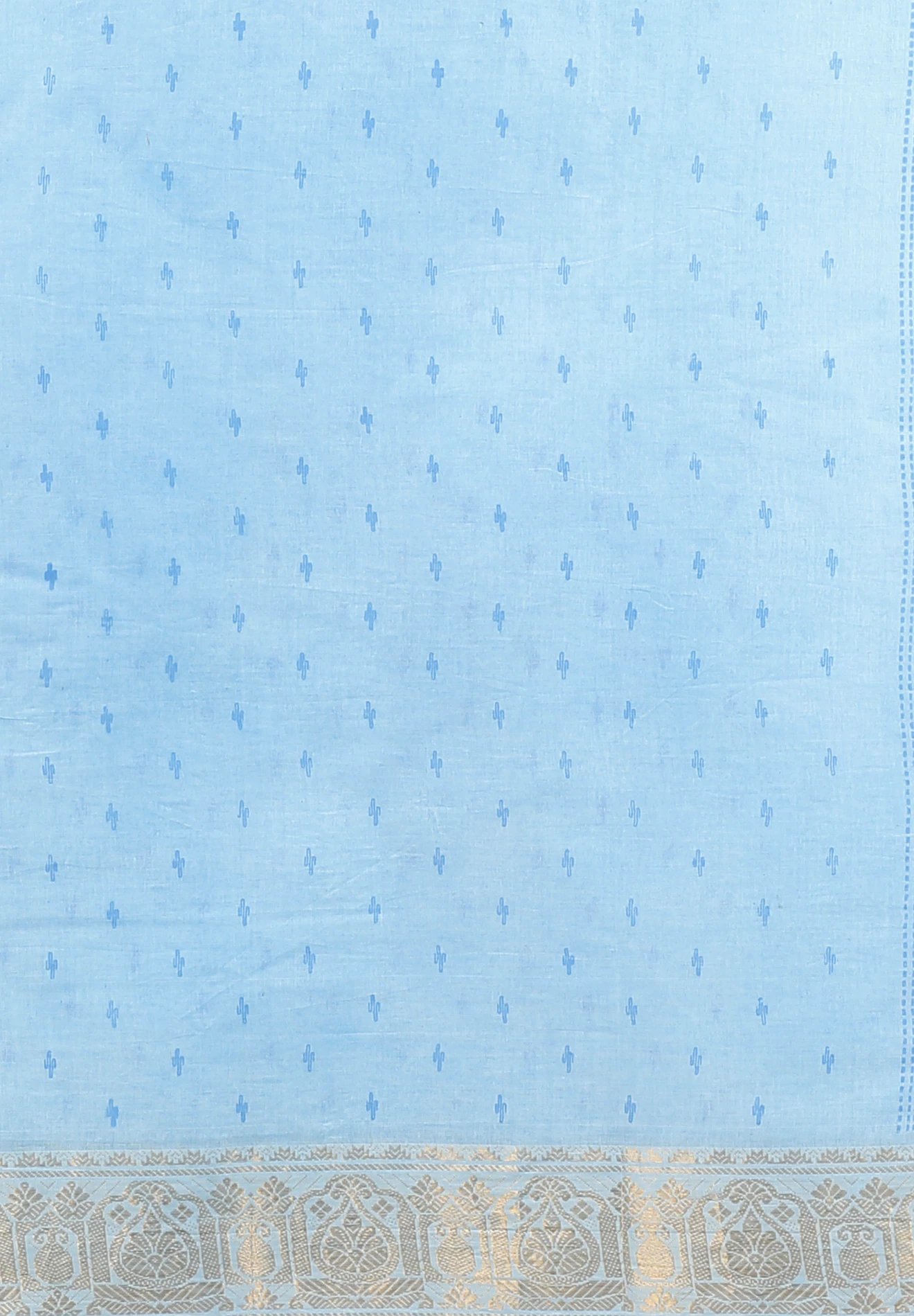 Sky Blue Pure Cotton Purvi Tant Saree Print (1391)