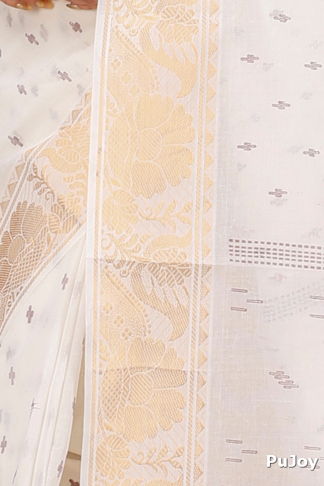 White Pure Cotton Purvi Tant Saree Print (1392)