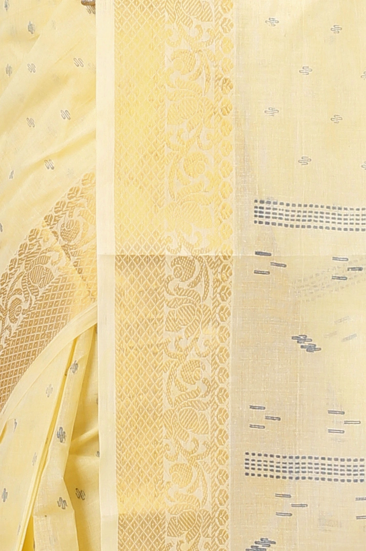 Yellow Pure Cotton Purvi Tant Saree Print (1393)