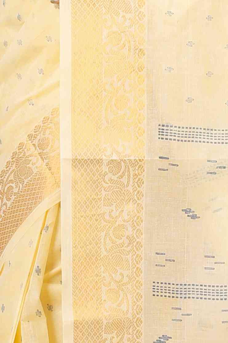 Yellow Pure Cotton Purvi Tant Saree Print (1393)