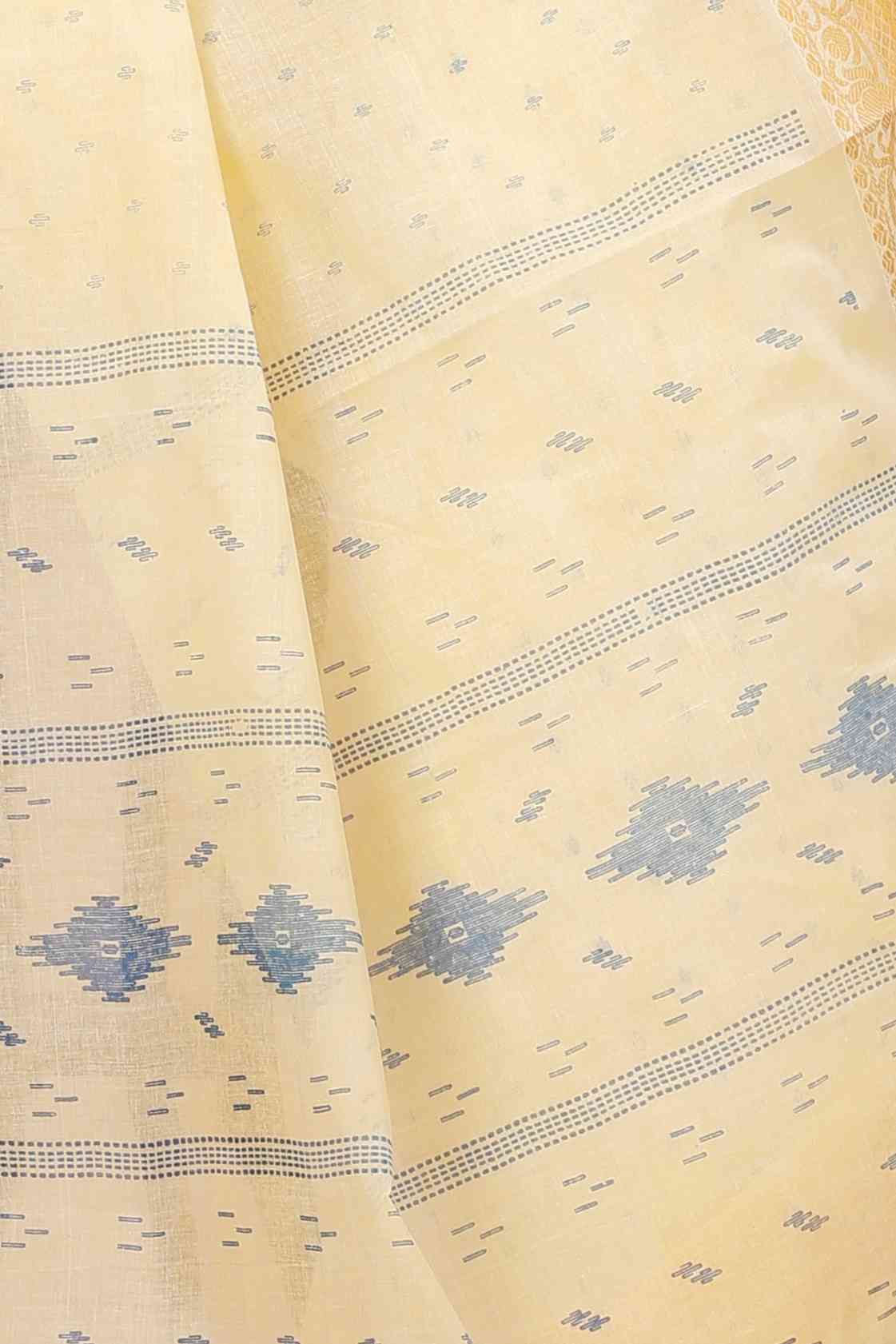 Yellow Pure Cotton Purvi Tant Saree Print (1393)
