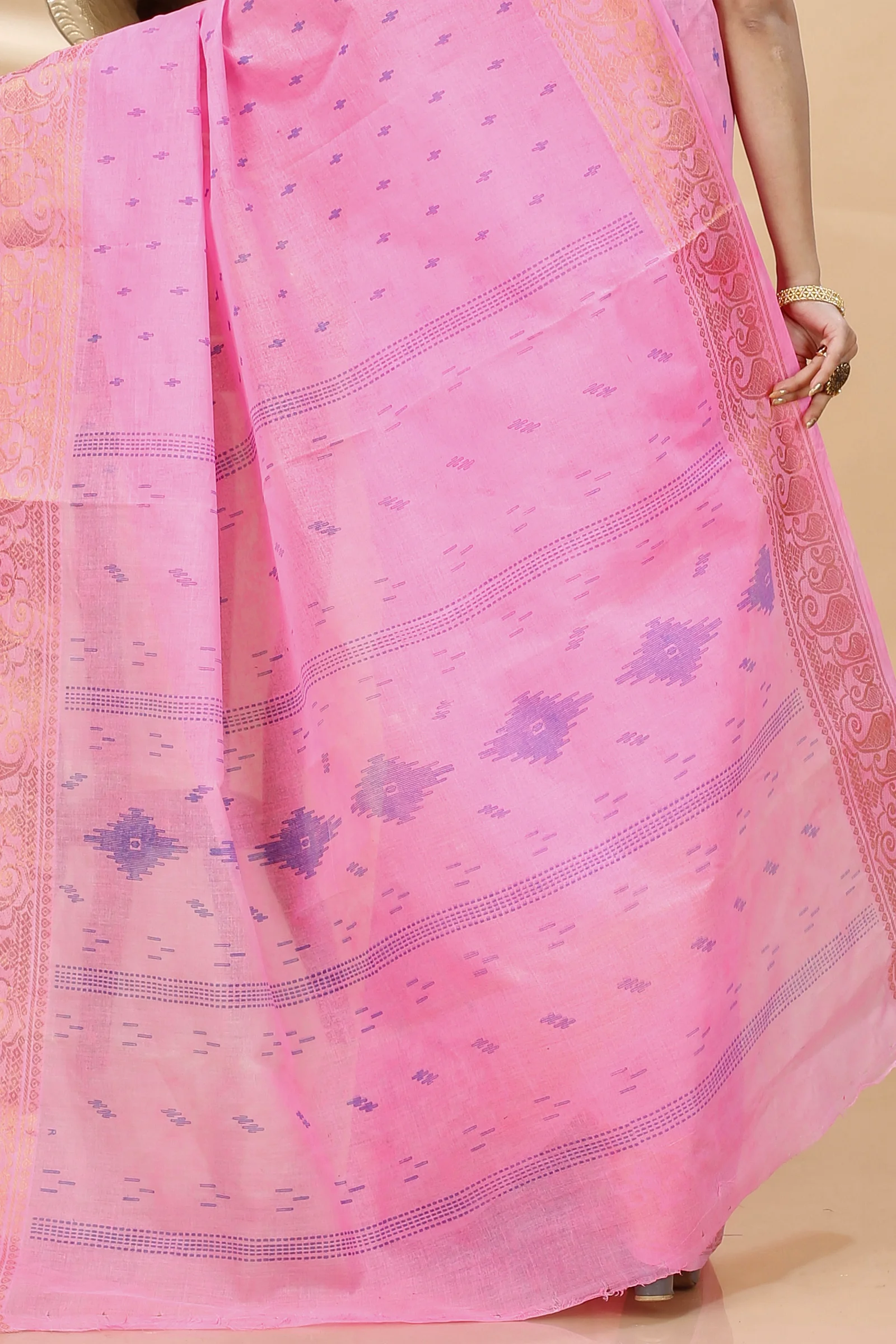 Pink Pure Cotton Purvi Tant Saree Print (1394)