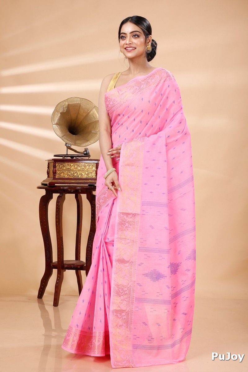 Pink Pure Cotton Purvi Tant Saree Print (1394)