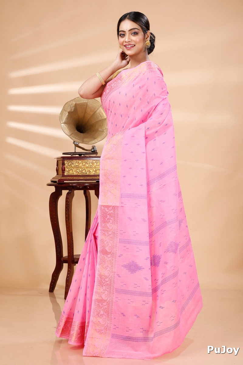 Pink Pure Cotton Purvi Tant Saree Print (1394)