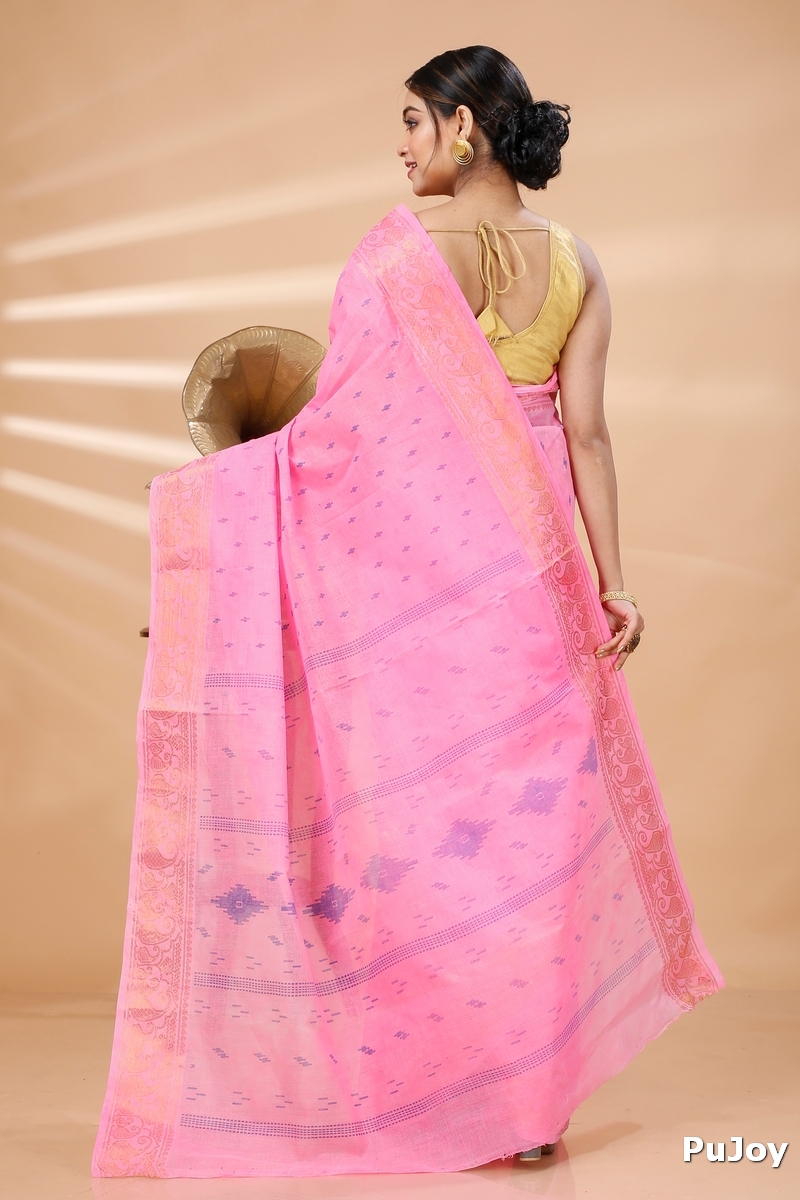 Pink Pure Cotton Purvi Tant Saree Print (1394)