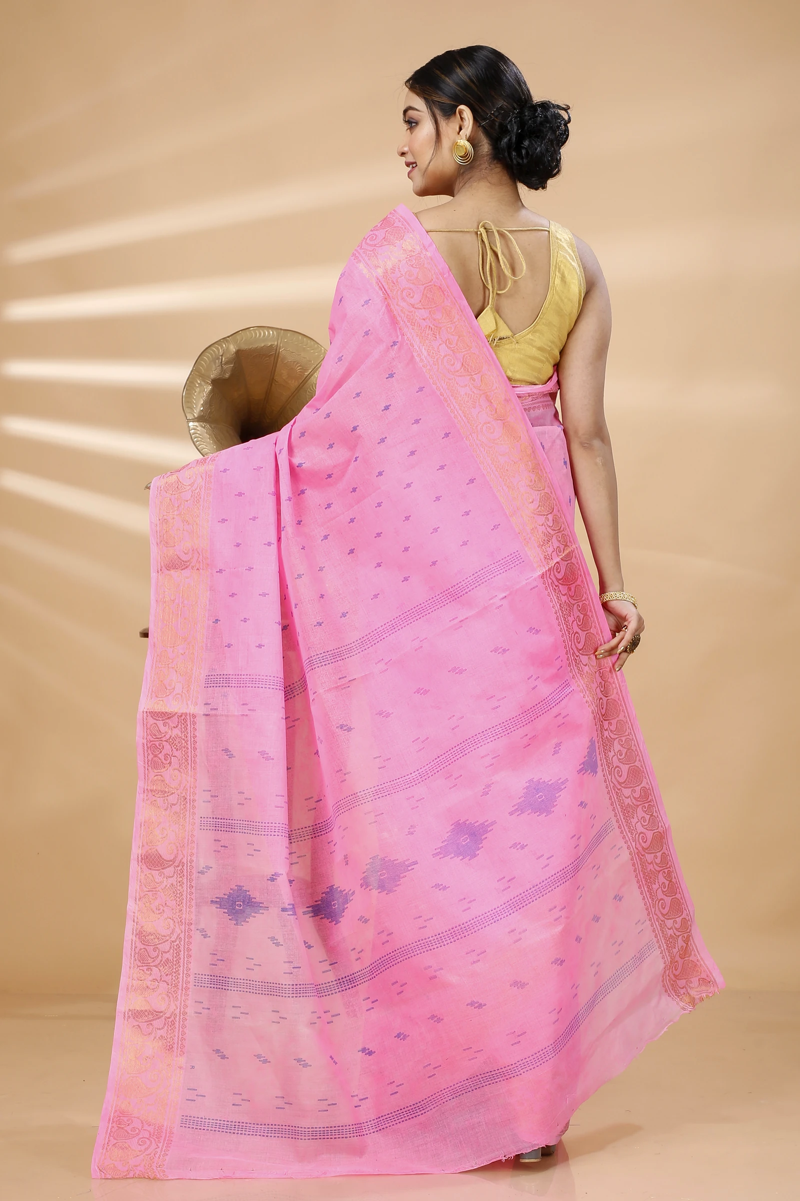 Pink Pure Cotton Purvi Tant Saree Print (1394)