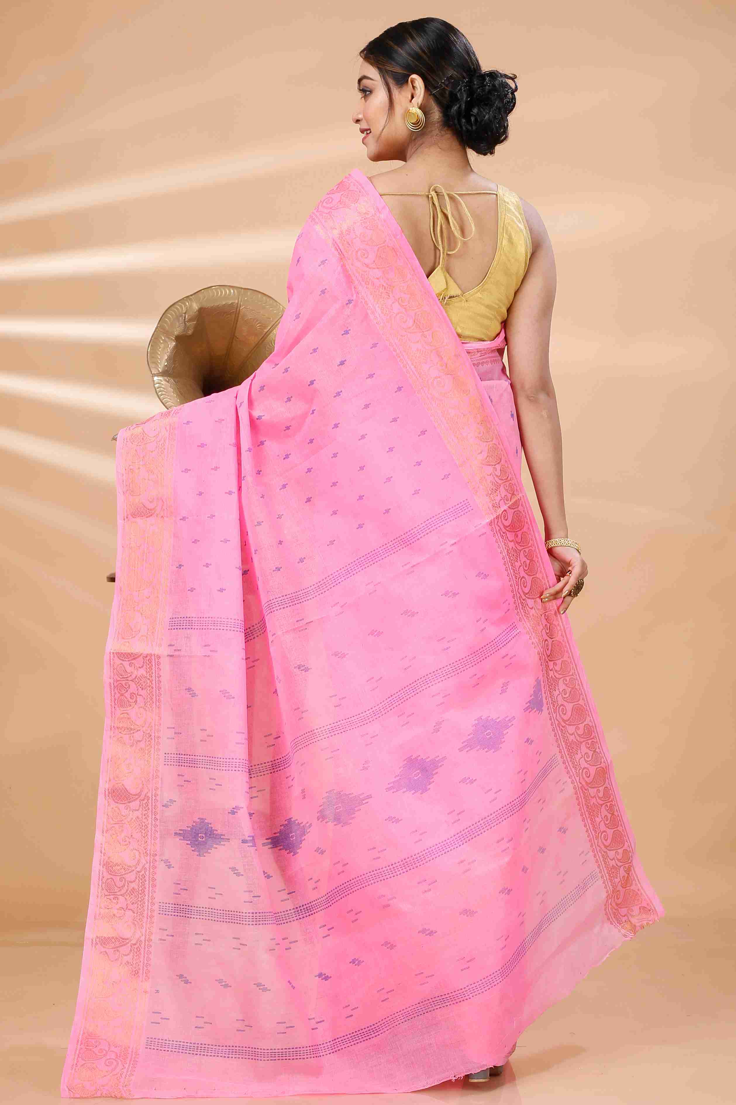Pink Pure Cotton Purvi Tant Saree Print (1394)