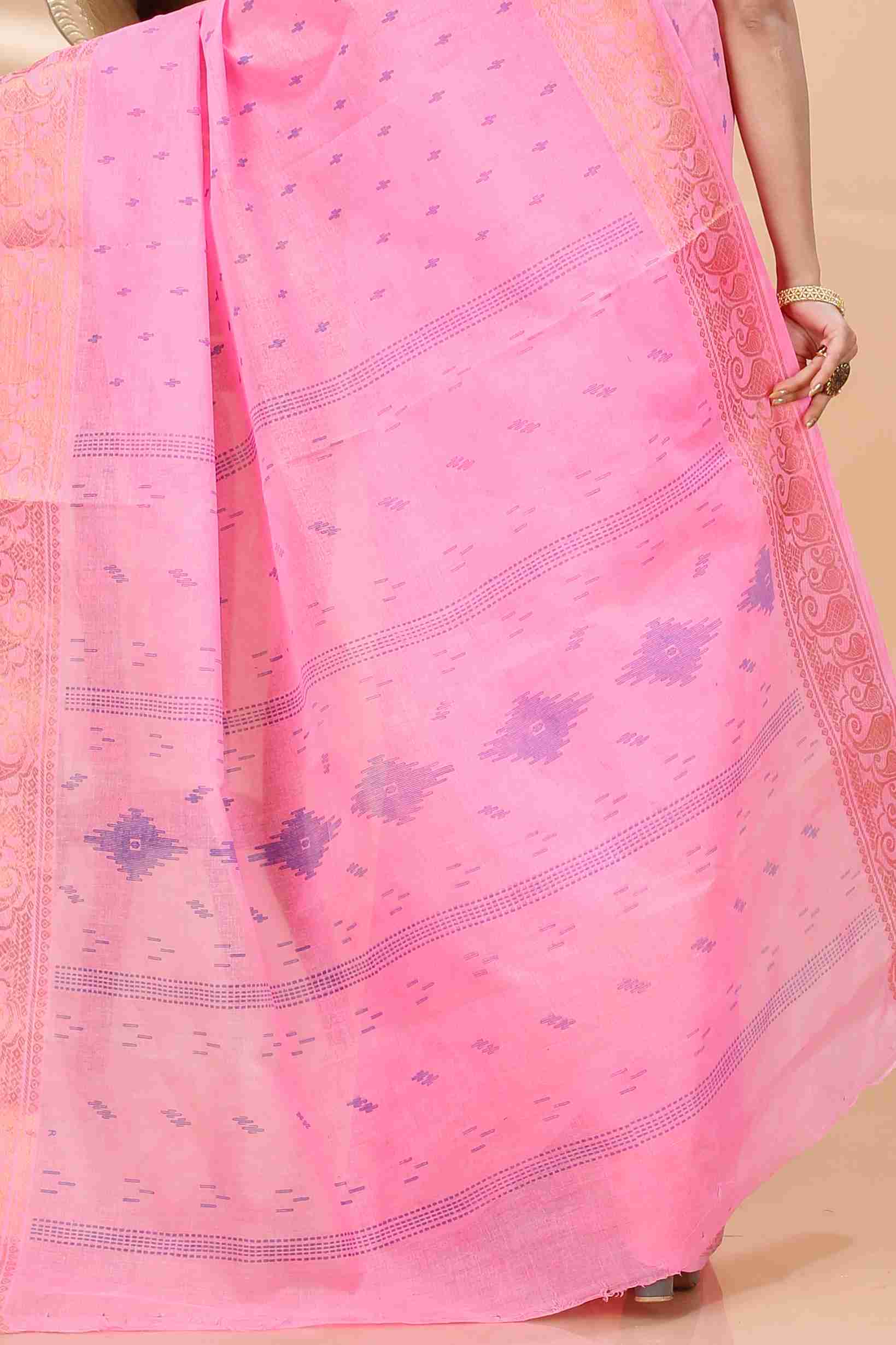 Pink Pure Cotton Purvi Tant Saree Print (1394)