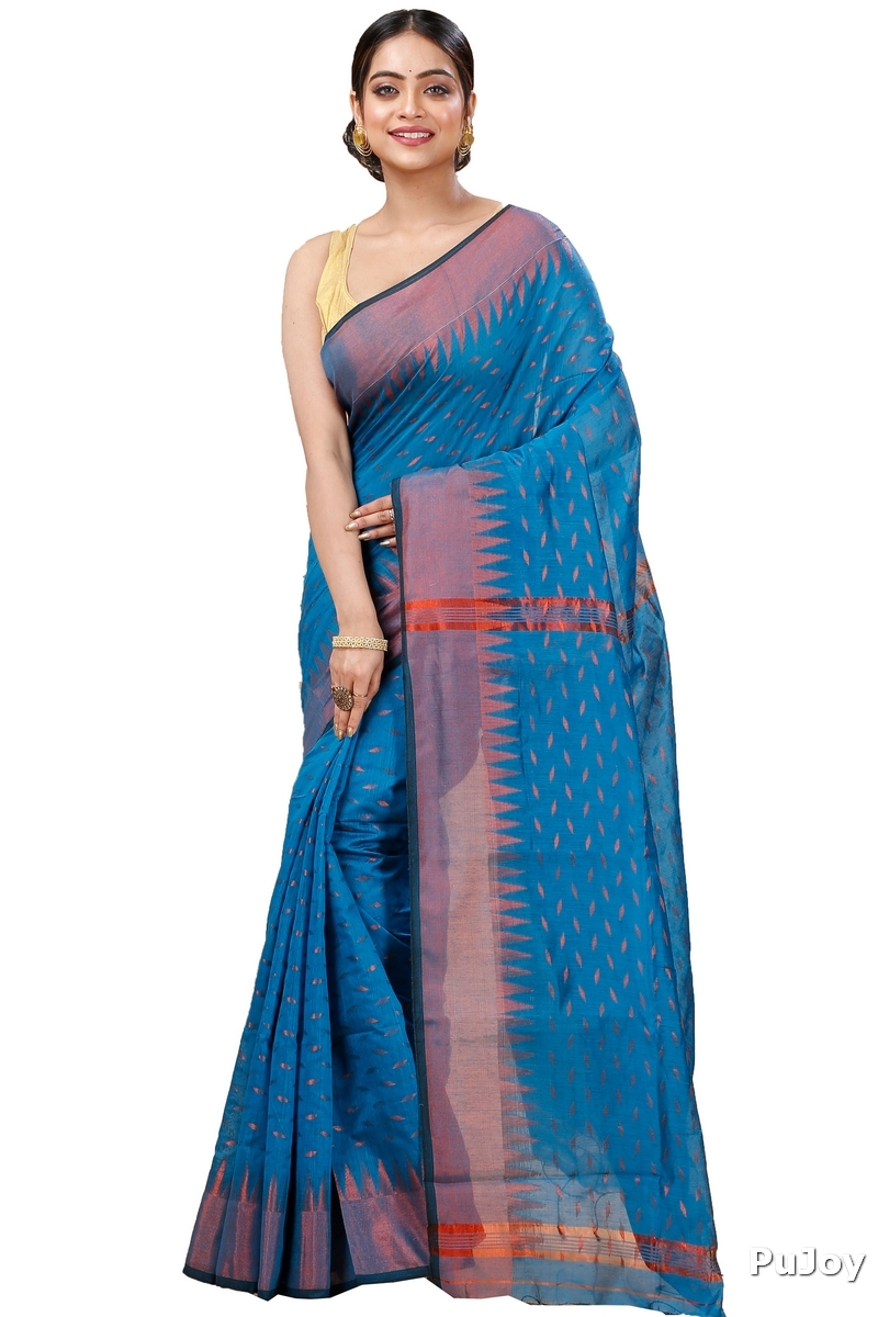 Bottle Green Blended Cotton Prisha Hand Loom Saree (1395)