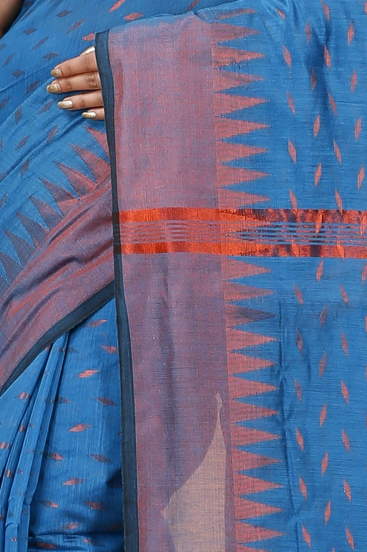 Bottle Green Blended Cotton Prisha Hand Loom Saree (1395)
