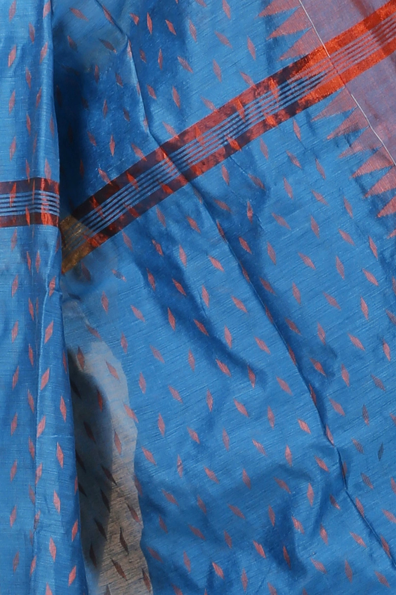Bottle Green Blended Cotton Prisha Hand Loom Saree (1395)