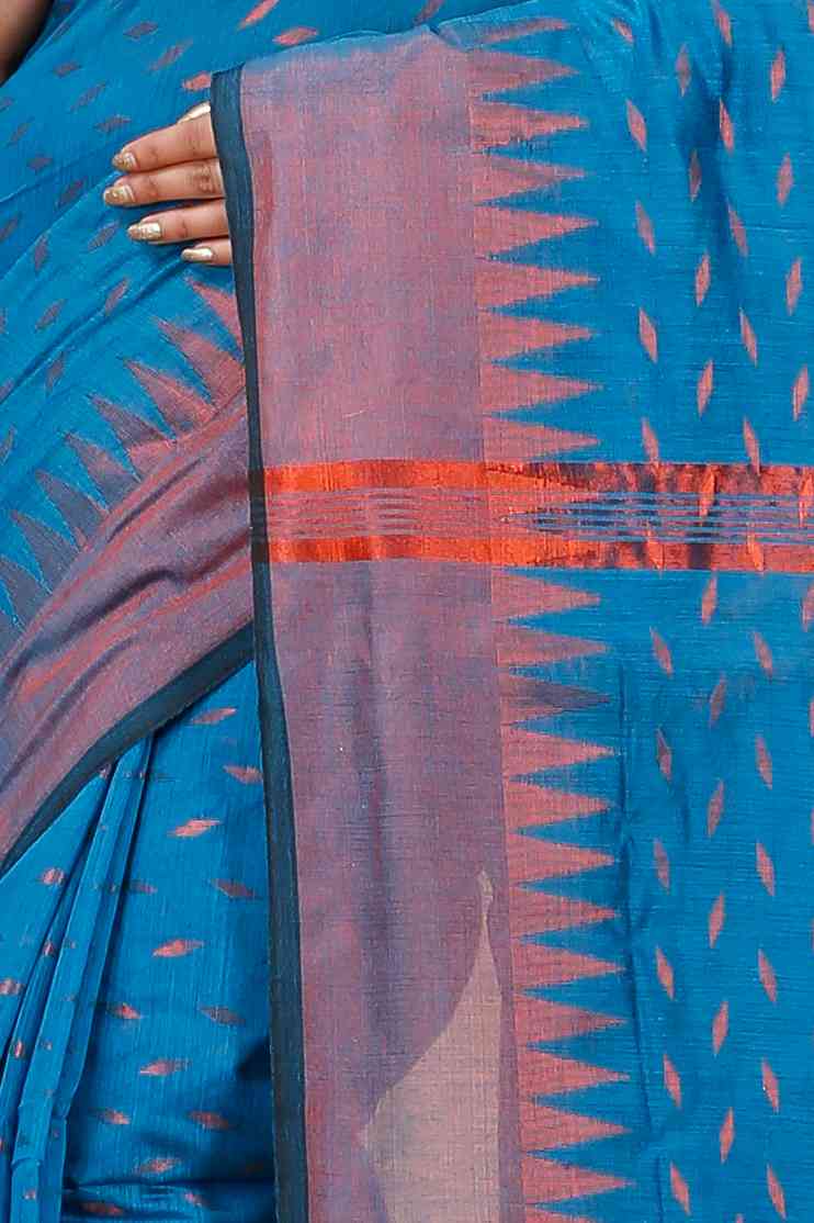 Bottle Green Blended Cotton Prisha Hand Loom Saree (1395)