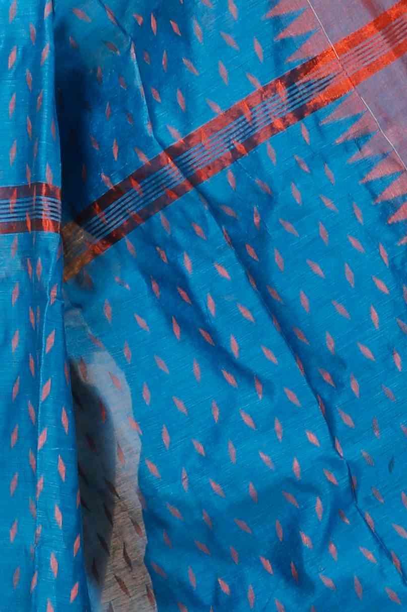 Bottle Green Blended Cotton Prisha Hand Loom Saree (1395)