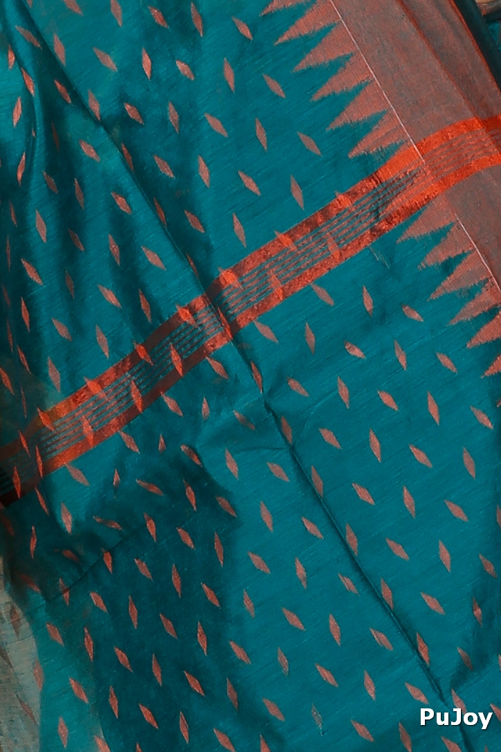 Dark Green Blended Cotton Prisha Hand Loom Saree (1396)