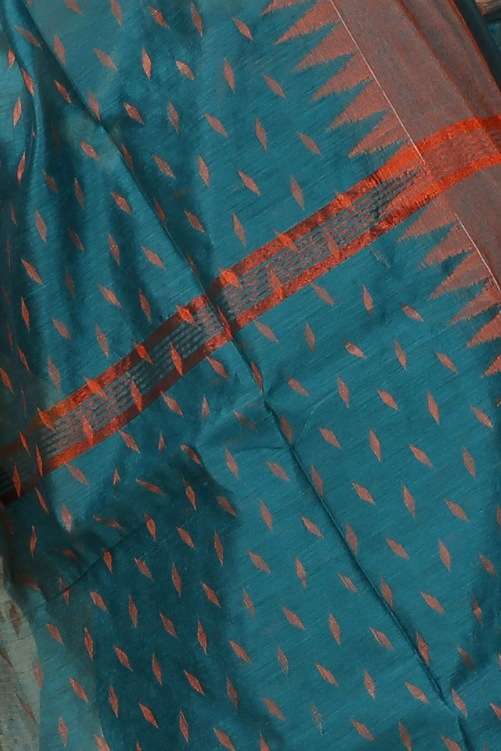 Dark Green Blended Cotton Prisha Hand Loom Saree (1396)
