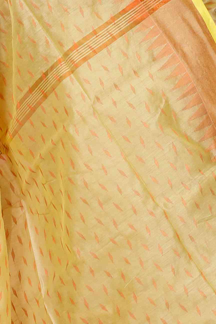 Yellow Blended Cotton Prisha Hand Loom Saree (1397)