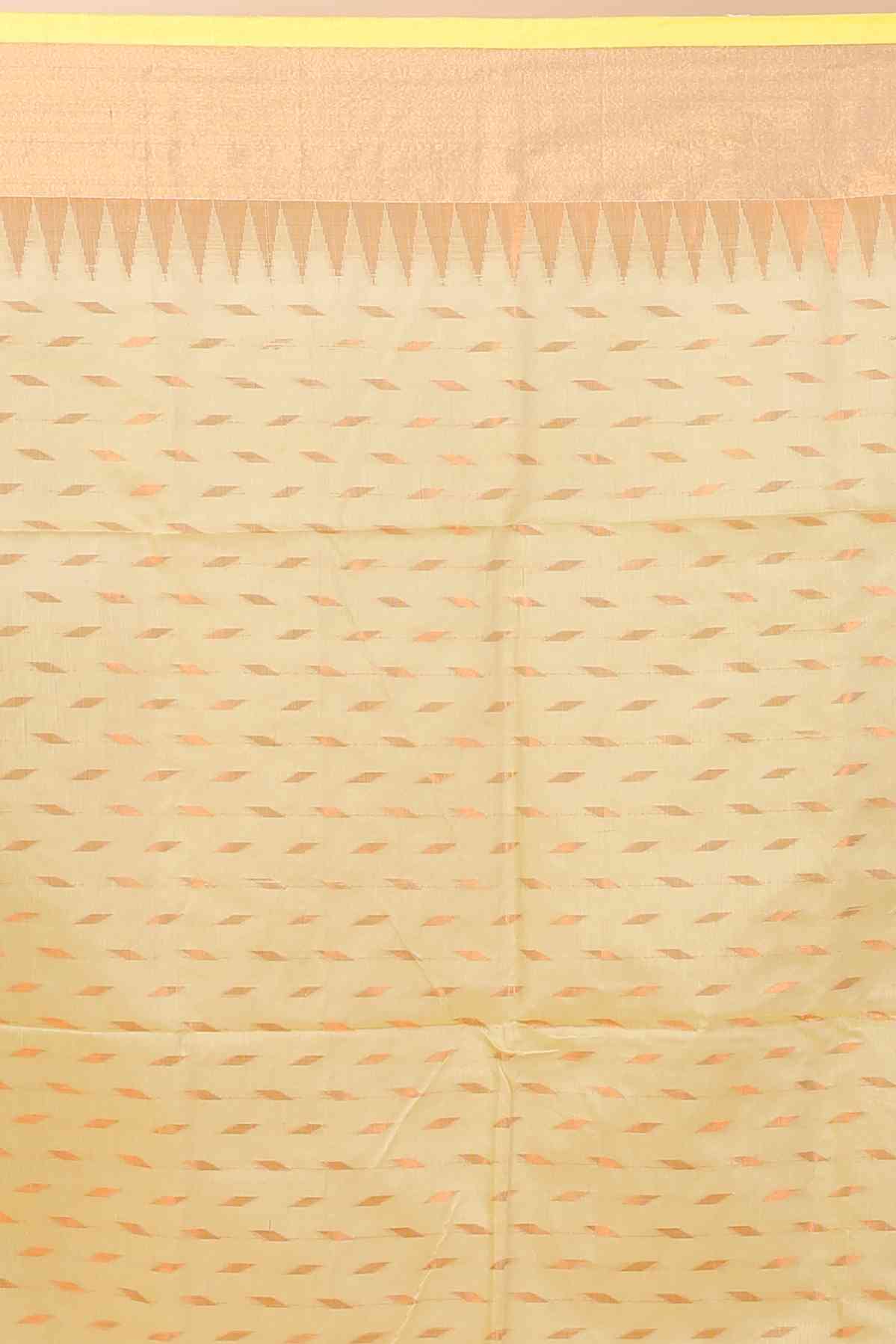 Yellow Blended Cotton Prisha Hand Loom Saree (1397)