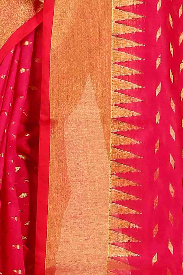 Red Blended Cotton Prisha Hand Loom Saree (1398)
