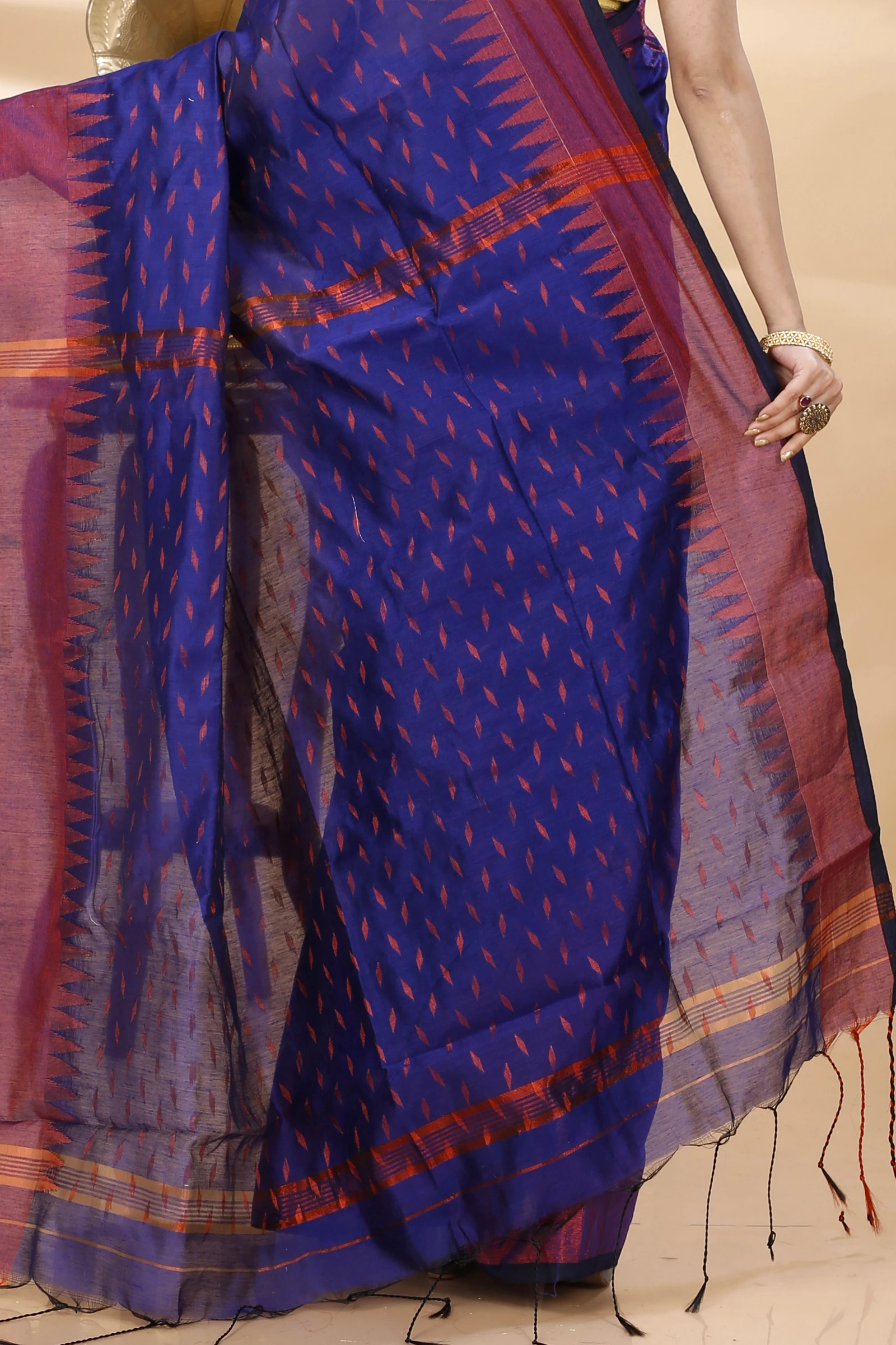 Naby Blue Blended Cotton Prisha Hand Loom Saree (1399)