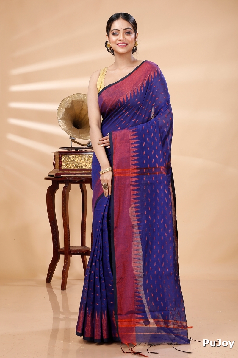 Naby Blue Blended Cotton Prisha Hand Loom Saree (1399)