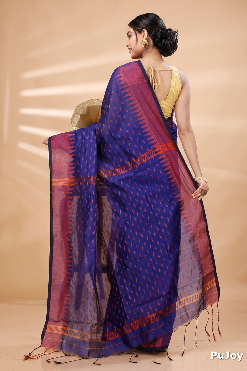 Naby Blue Blended Cotton Prisha Hand Loom Saree (1399)
