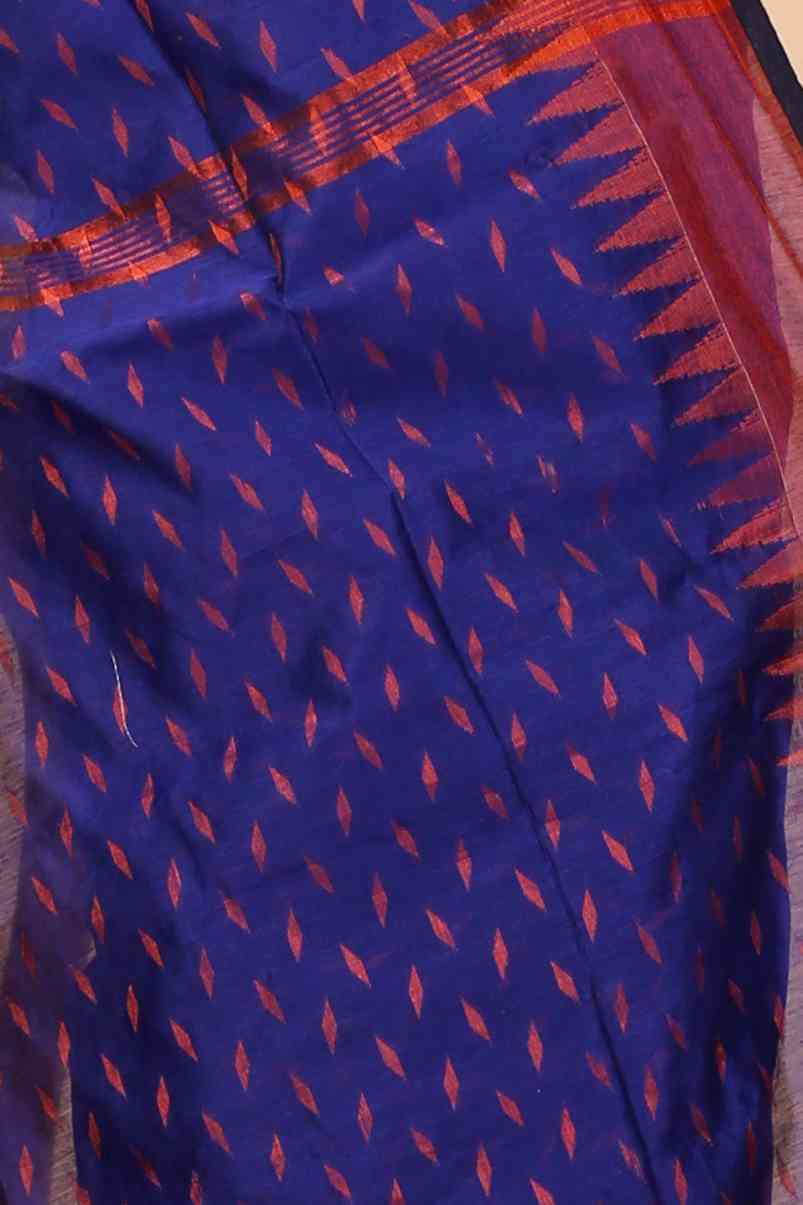 Naby Blue Blended Cotton Prisha Hand Loom Saree (1399)