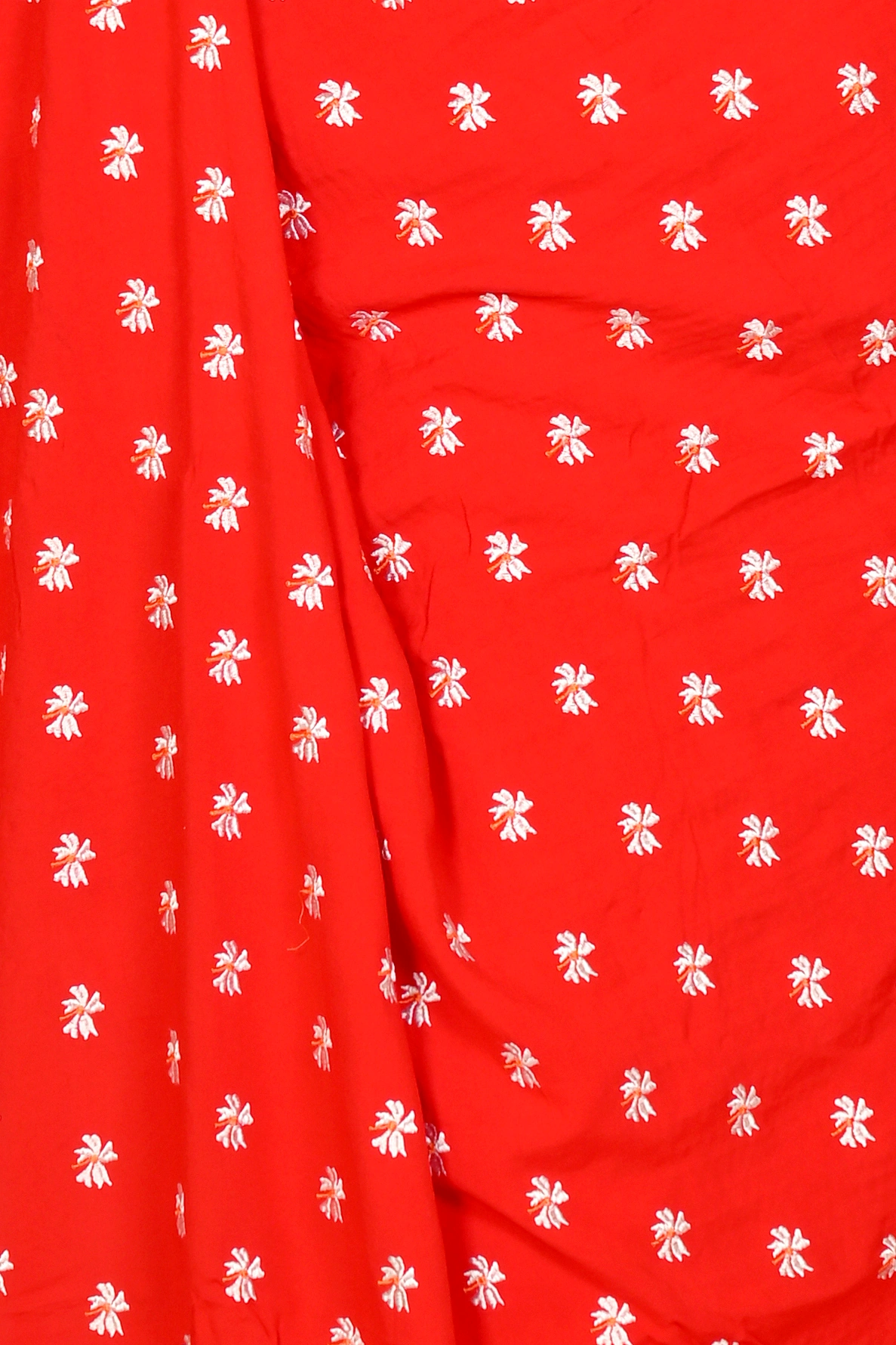 Red White Pure Cotton LalPori Hand Loom Saree (14)