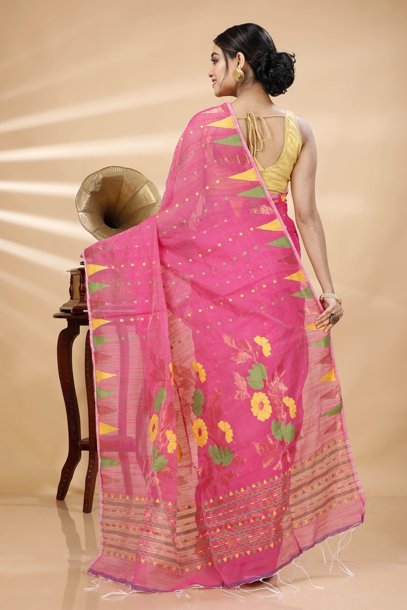 Sky Blue Blended Cotton Pilu Hand Loom Saree (1403)