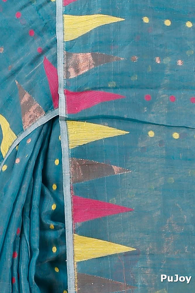 White Blended Cotton Pilu Hand Loom Saree (1404)