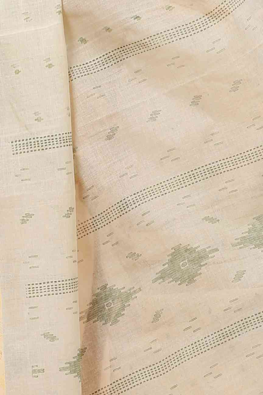 Cream Pure Cotton Porna Tant Saree Print (1406)