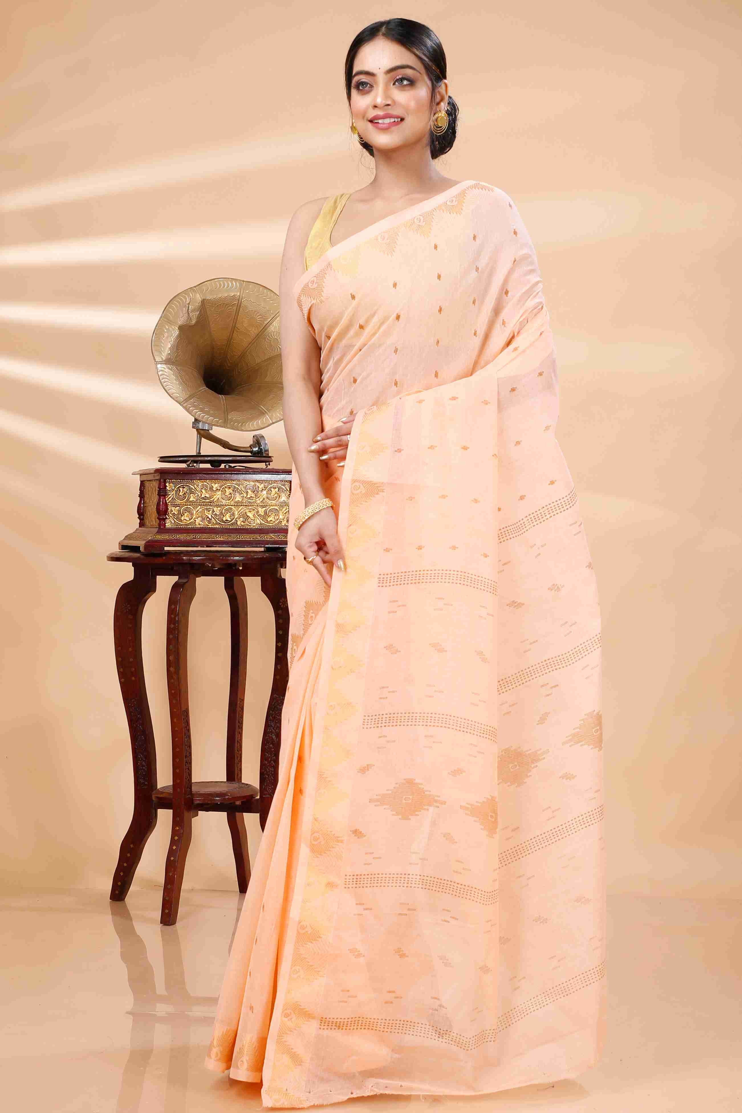 Pitch Pure Cotton Porna Tant Saree Print (1407)