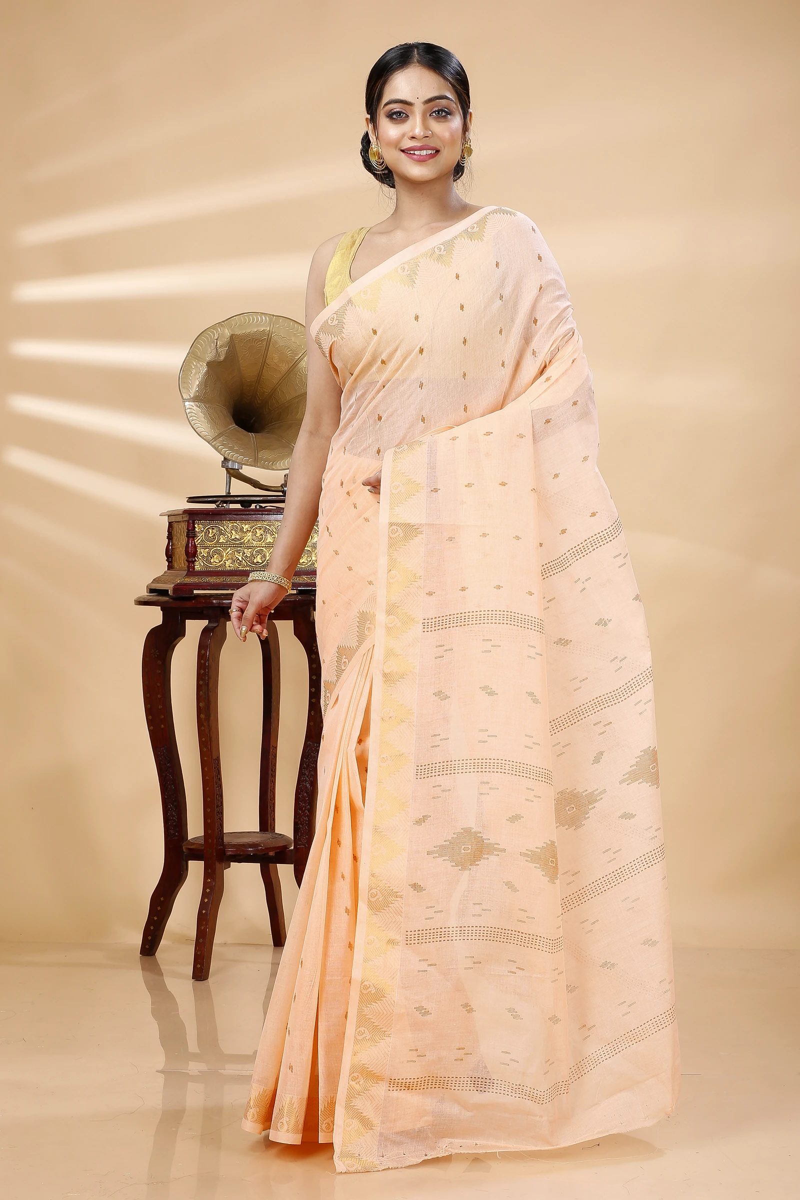 Pitch Pure Cotton Porna Tant Saree Print (1407)