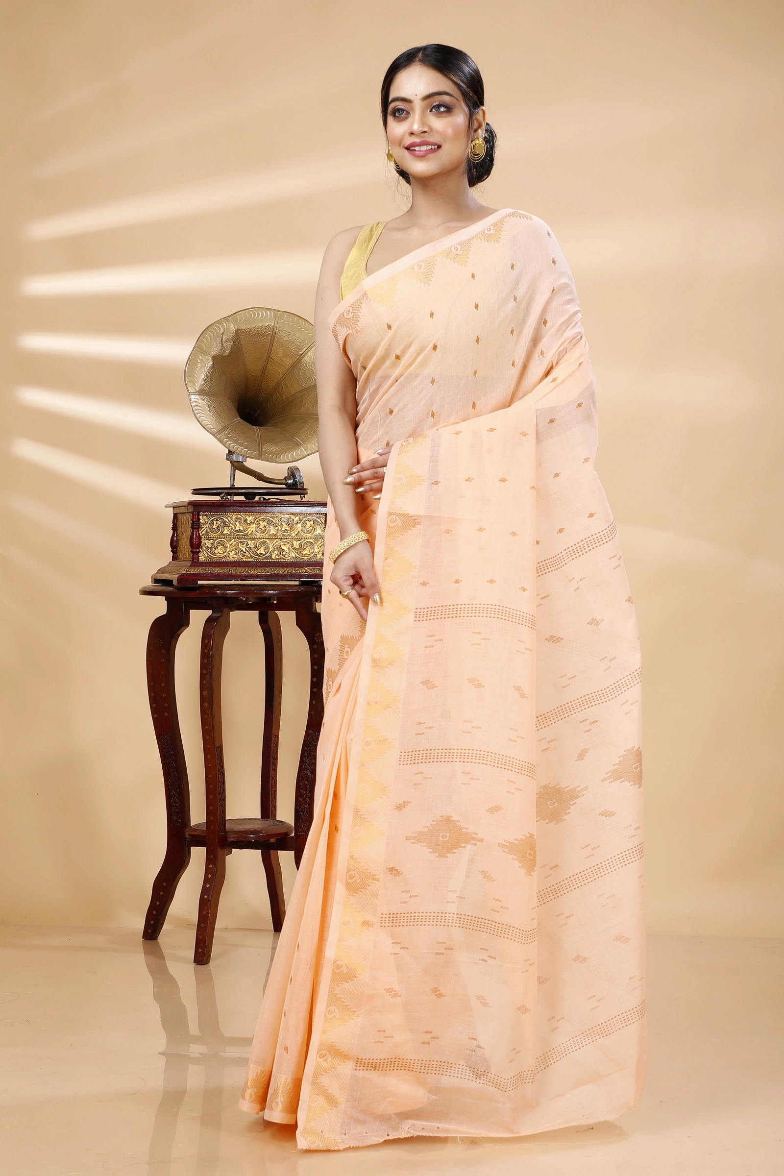 Pitch Pure Cotton Porna Tant Saree Print (1407)
