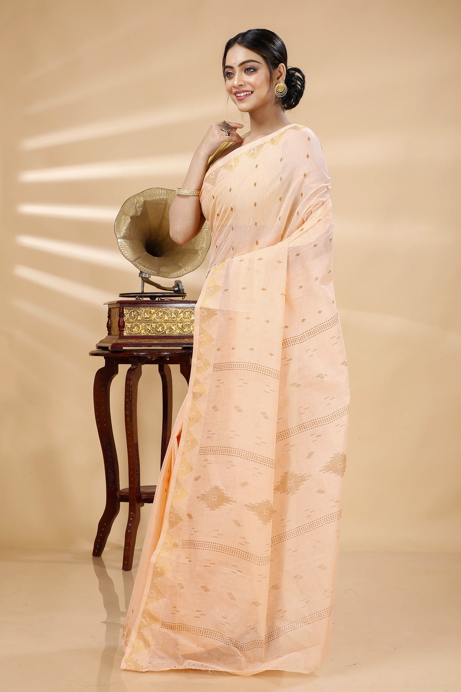 Pitch Pure Cotton Porna Tant Saree Print (1407)