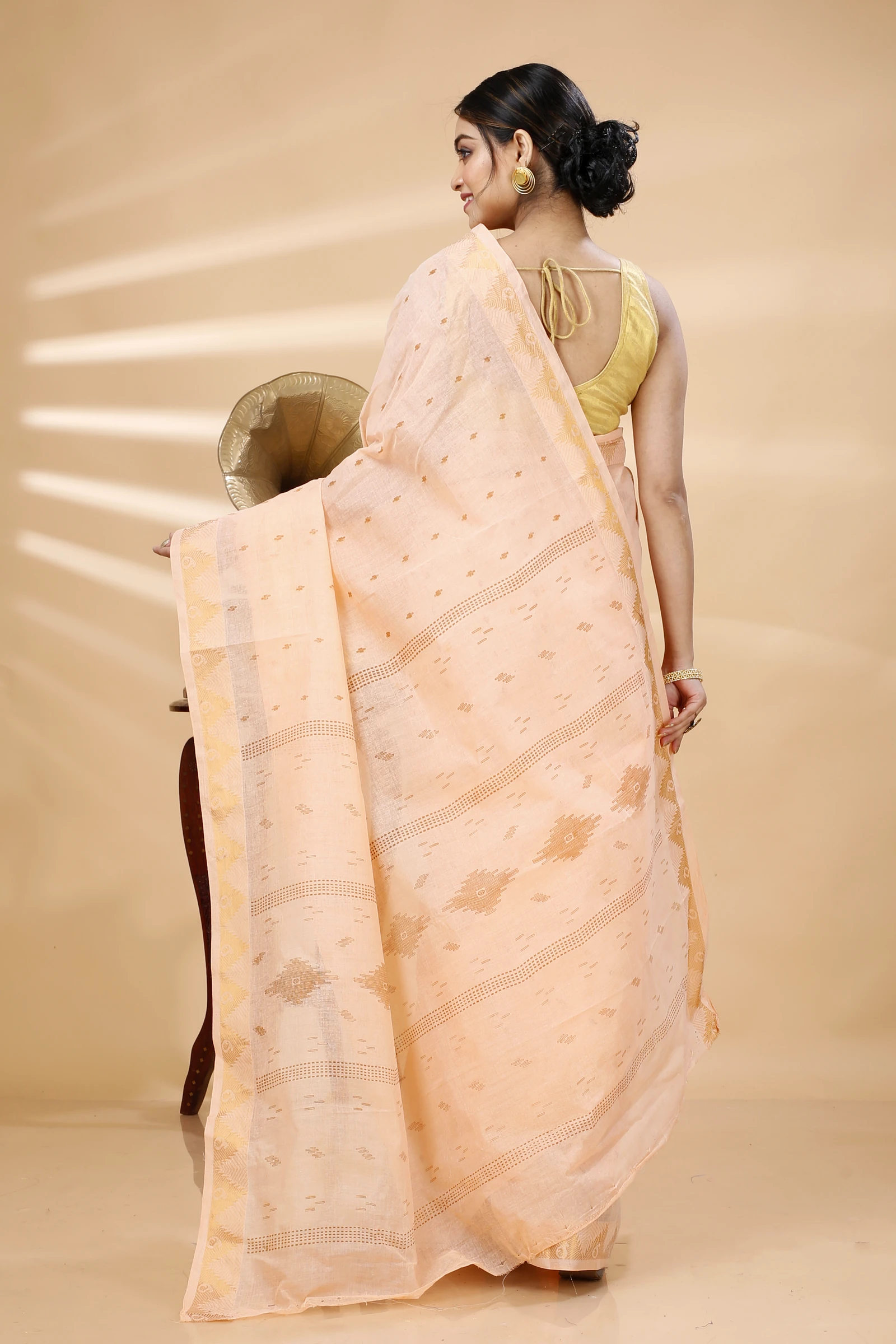 Pitch Pure Cotton Porna Tant Saree Print (1407)