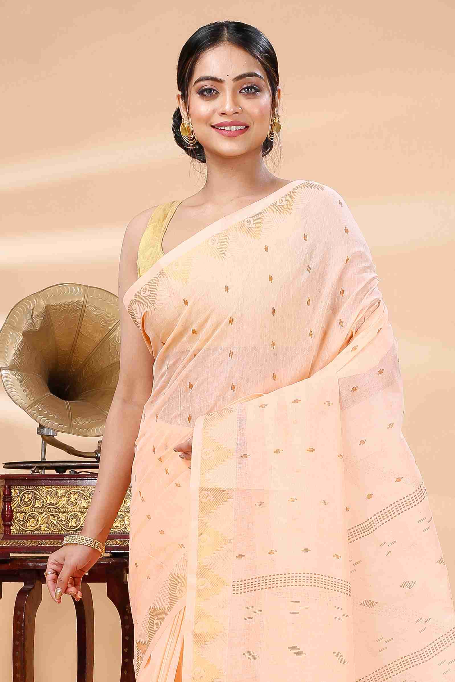 Pitch Pure Cotton Porna Tant Saree Print (1407)